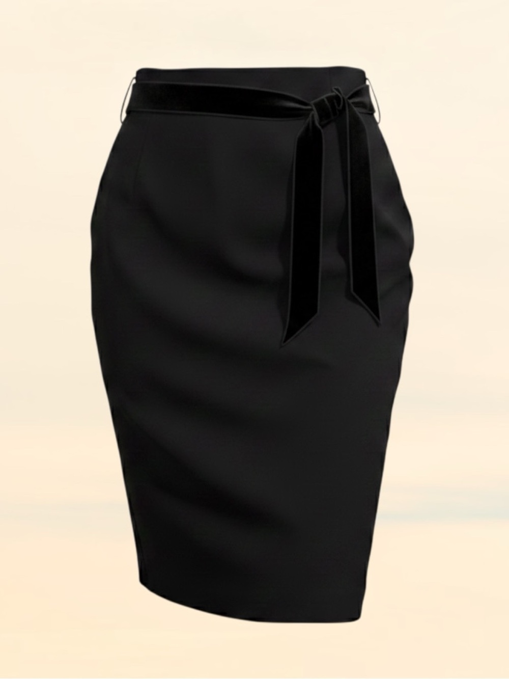 Tom Ford Black Pencil Skirt Velvet Tie Size 10 Quiet Luxury Old Money Designer - Picture 2 of 9